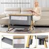 GLOKID 3-in-1 Baby Bedside Crib & Travel Cot with Wheels, 6-Level Height Adjustment, Cradle Mode, Adjustable Mattress Incline (Gold Gray) view 4