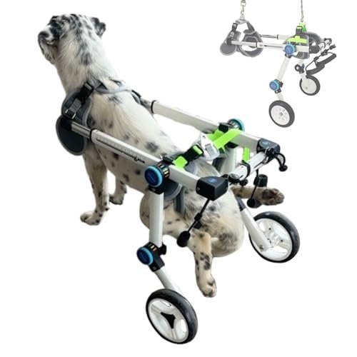 Adjustable Rear-Leg Dog Wheelchair, Aluminum Mobility Cart with Support Harness and Leash, XXXS