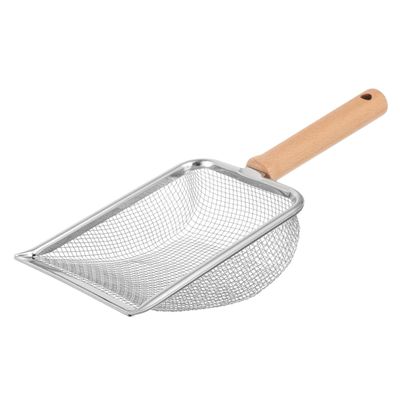 HOMOBABE Stainless Steel Reptile Litter Scoop with Wooden Handle