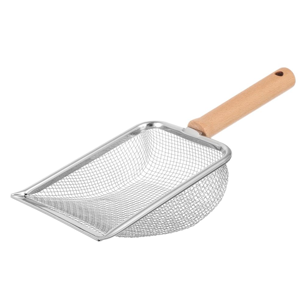 HOMOBABE Stainless Steel Reptile Litter Scoop with Wooden Handle