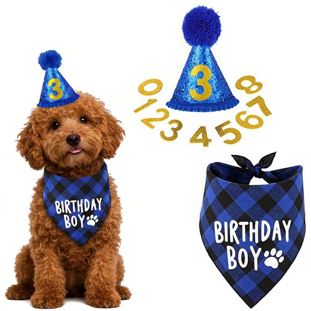 3-Piece Dog Birthday Bandana Set