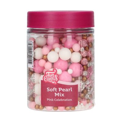 FunCakes Soft Pearls Soft Sugar Pearls, Pink Celebration, 80 g