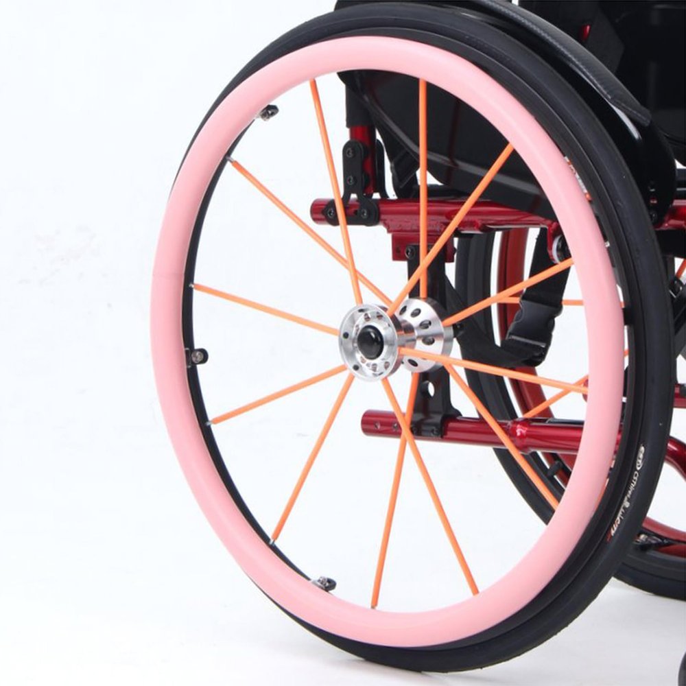 22/24-Inch Wheelchair Push Rim Covers, 1 Pair, Silicone, Pink (24 in)