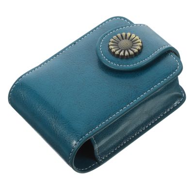 Small Blue PU Lipstick Case with Mirror for Travel