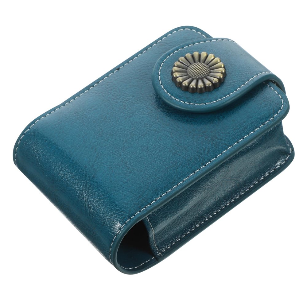 Small Blue PU Lipstick Case with Mirror for Travel