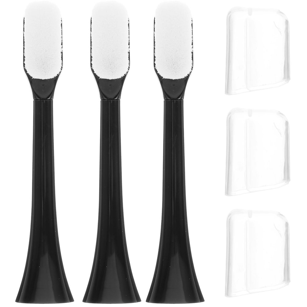 Electric Toothbrush Replacement Heads, Black, Soft PP Nylon