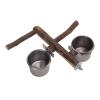 Tbest Bird Food and Water Bowls with Wooden Stand view 1