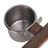 Tbest Bird Food and Water Bowls with Wooden Stand view 2