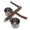 Tbest Bird Food and Water Bowls with Wooden Stand view 3