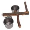 Tbest Bird Food and Water Bowls with Wooden Stand view 4
