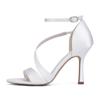 EICOFF Women's Ankle-Strap Stiletto Sandals, Open-Toe Satin High Heels, Burgundy, EU 43 view 3
