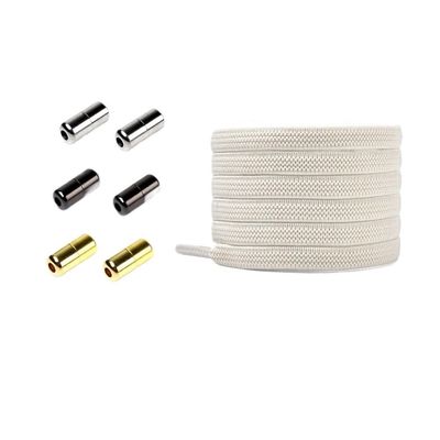 HIKOO DAILY Flat Elastic Shoelaces for Sneakers, Mesh Fabric, No-Tie, for Children and Adults, 100 cm, Black (Beige)