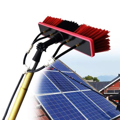 Water-Fed Pole Set, 11 m Cleaning System, 3-in-1 Aluminum Window Cleaner with Brush and Squeegee