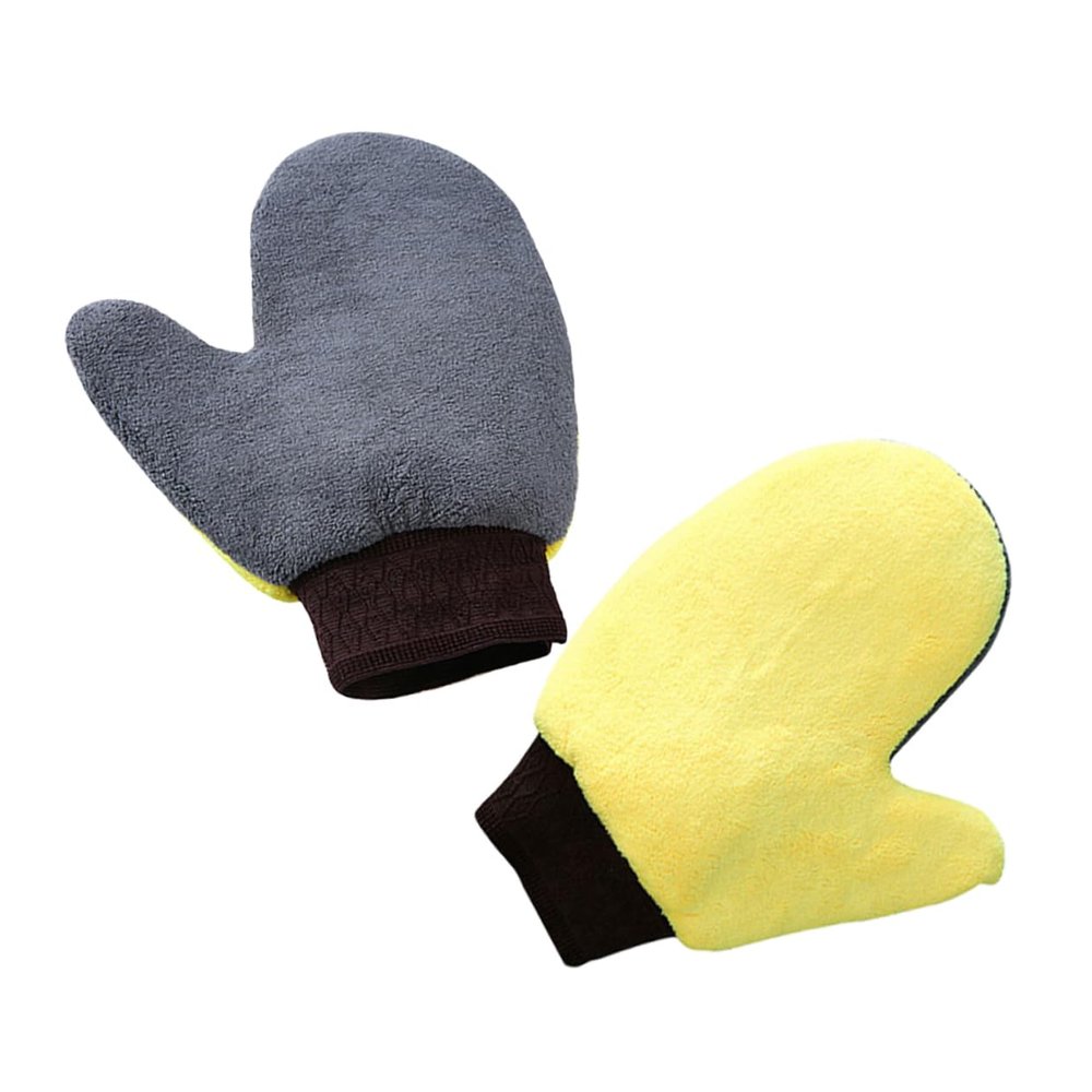 IMIKEYA 2-Pack Coral Fleece Car Wash Mitts, Scratch-Free, Non-Slip, Quick-Drying