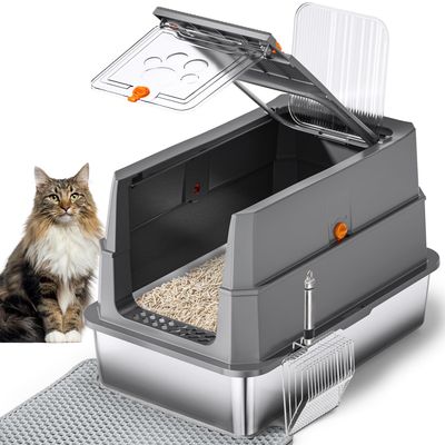 Stainless Steel Cat Litter Box with Lid