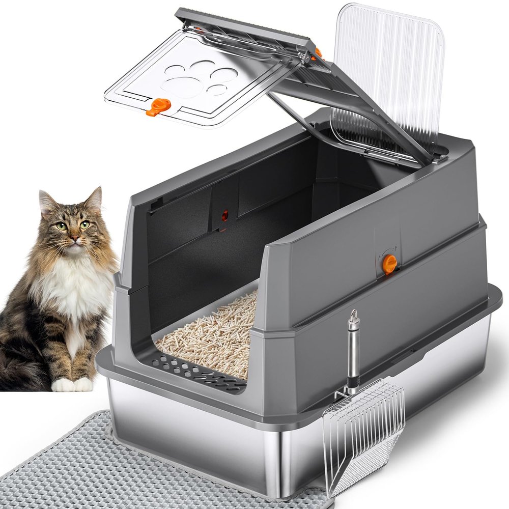 Stainless Steel Cat Litter Box with Lid