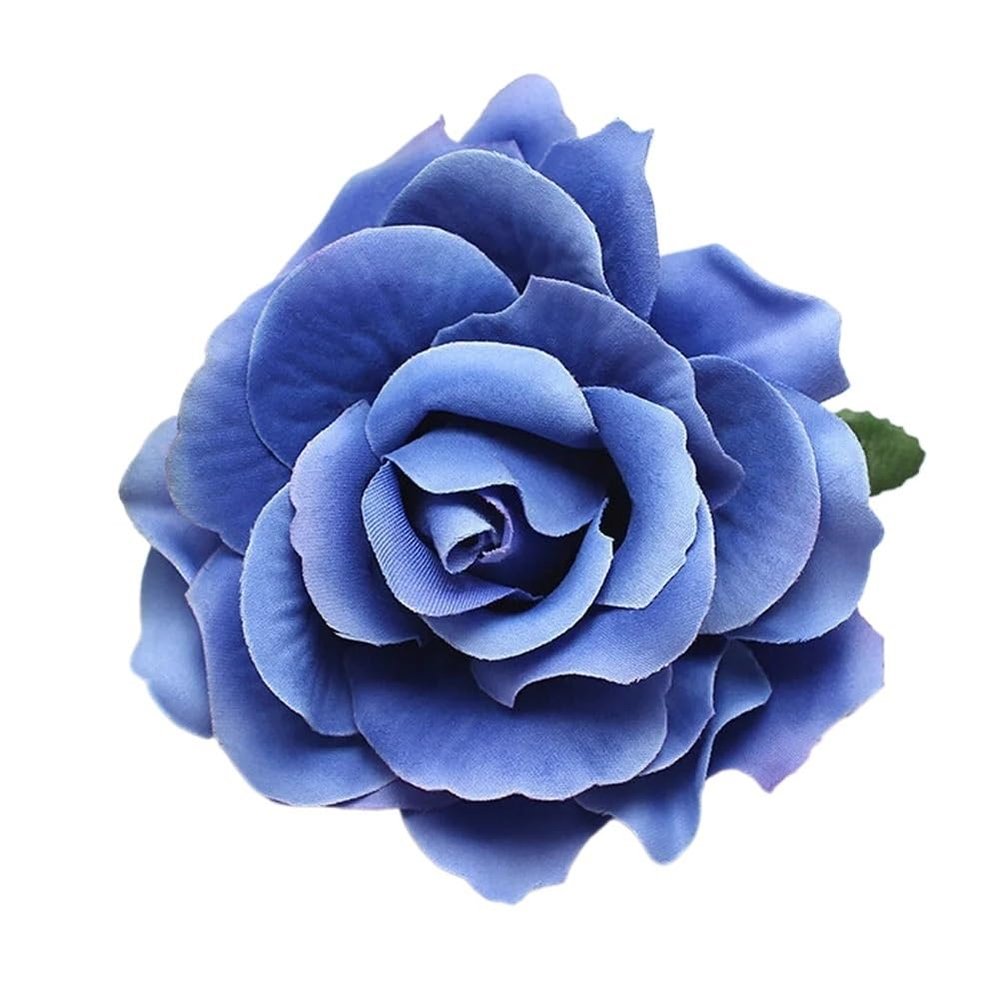 Hawaii-Style Rose Flower Hair Clips, Blue