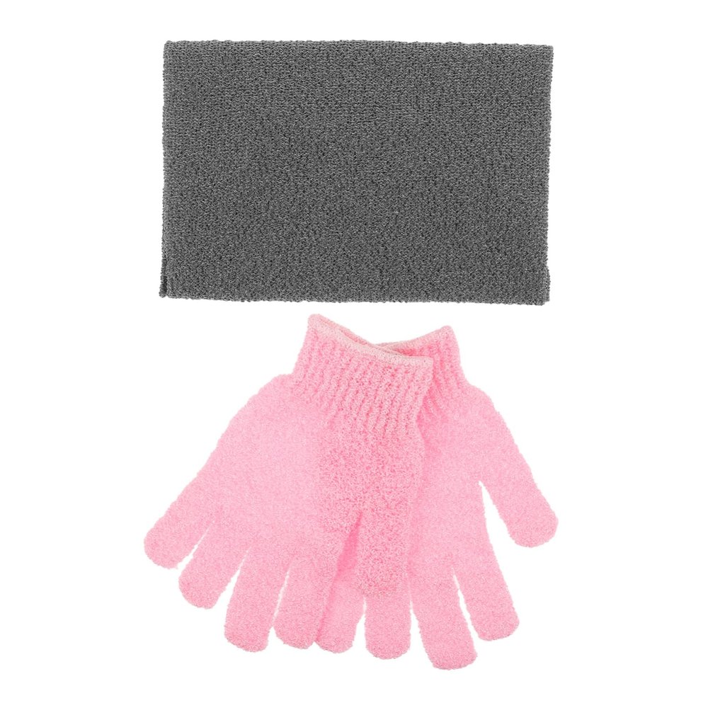 Back Scrubber Exfoliating Glove Set, Nylon, Polyester and Rubber