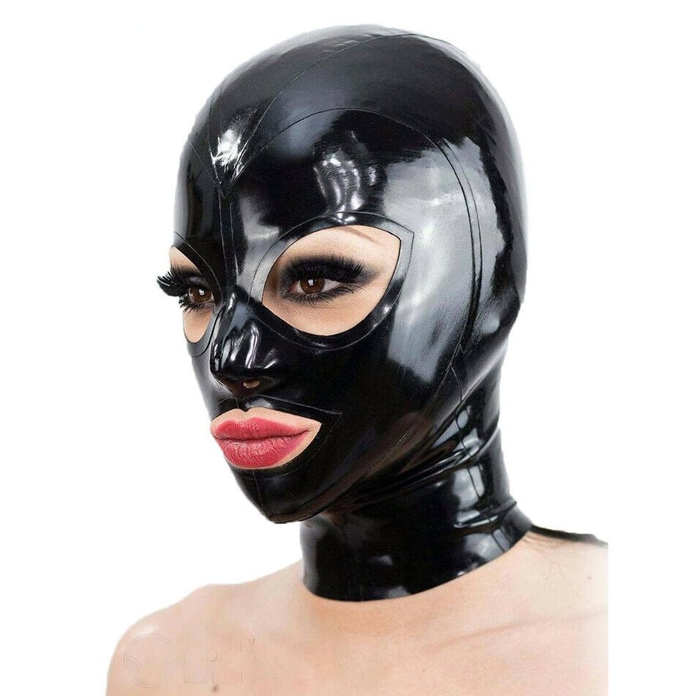 WXLPCGO Black Latex Mask, Natural Rubber, Unisex, Size S (63 cm)