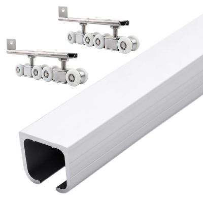 Sliding Door Track Hardware, 1.3 m, Commercial Barn Door Track System, Silver
