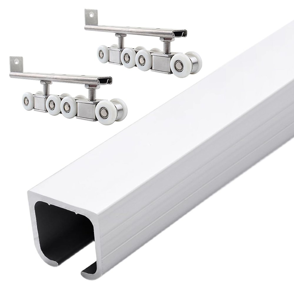 Sliding Door Track Hardware, 1.3 m, Commercial Barn Door Track System, Silver