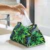 Mexpekil Rectangular Tissue Box Cover, Leather, Waterproof, Cube-Shaped, Decorative Organizer for Home, Car, and Office (Green Star) view 4
