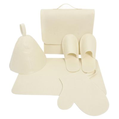 Felt Sauna Hat Set for Women, White, with Comfortable Heat Insulation