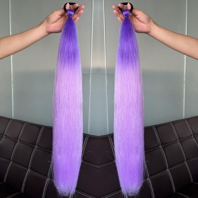 2-Piece Braided Ponytail Extensions, Dark Purple + Light Purple