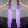 2-Piece Braided Ponytail Extensions, Dark Purple + Light Purple view 1