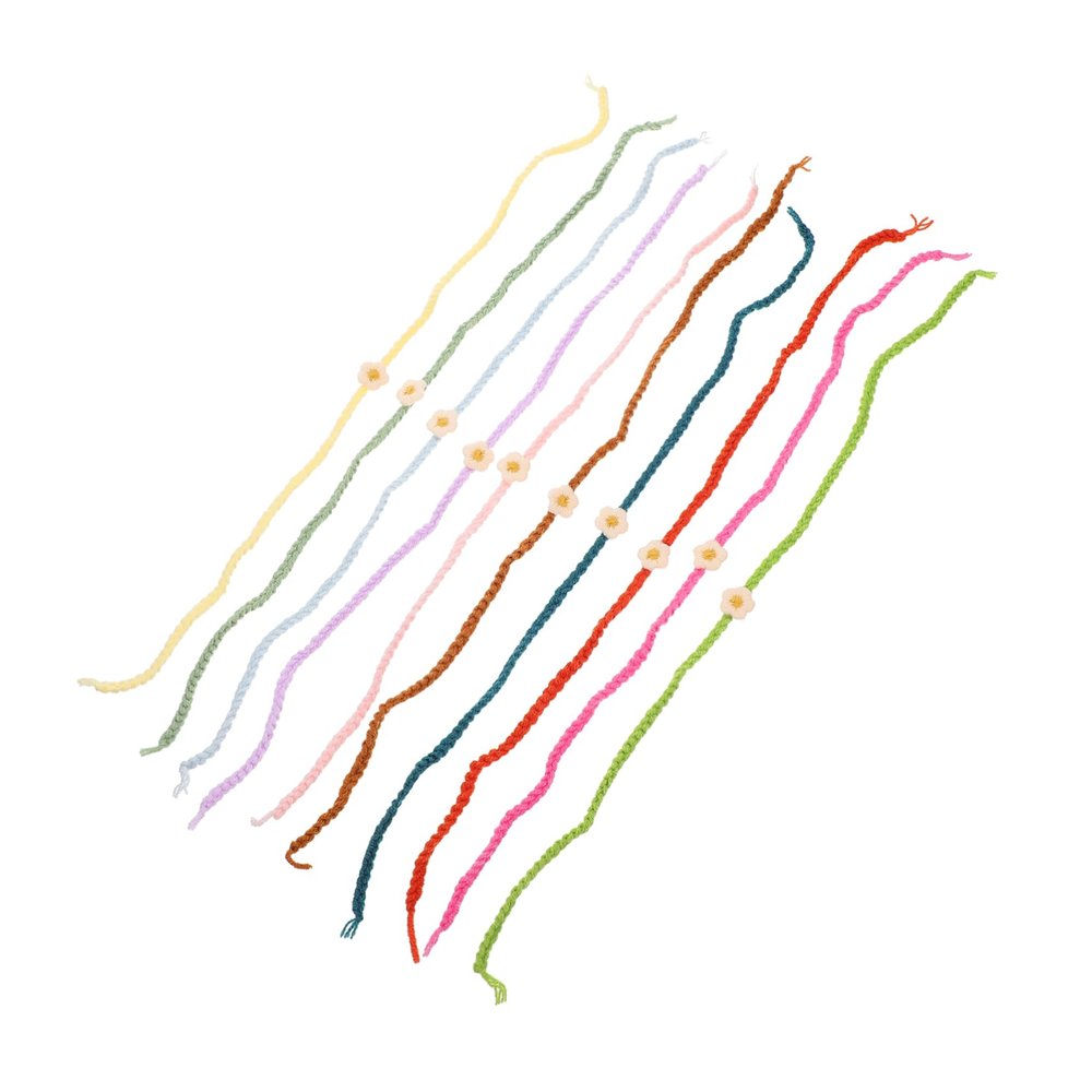 ibasenice Identification Collars with Small Yarn Flower Pendants, 10-Pack for Newborn Dogs and Kittens
