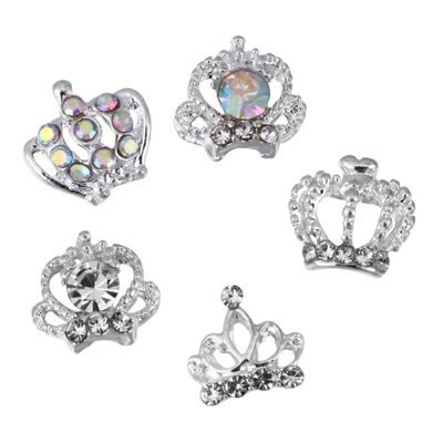 PACKOVE 50-Piece Silver Crown Alloy Nail Charms