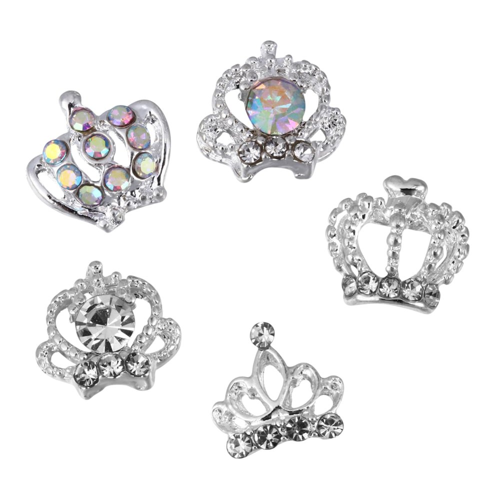 PACKOVE 50-Piece Silver Crown Alloy Nail Charms