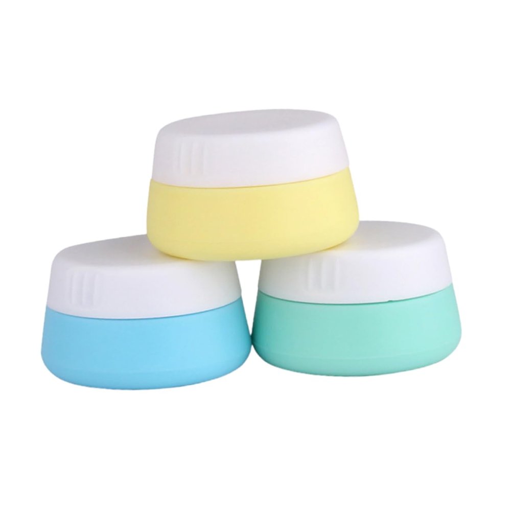 Healeved 3-Pack Silicone Cream Jars, Portable Lotion Containers