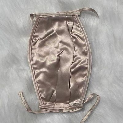 max stitch design Silk Face Mask, 2-Pack, Solid Champagne, Double-Layer Silk, Lightweight, Smooth, Adjustable Ear Straps, UV Protection