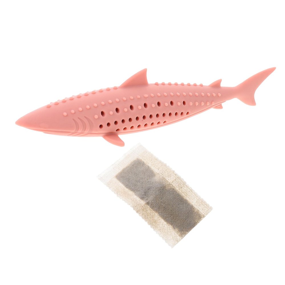 Happyyami Fish-Shaped Silicone Catnip Toy for Kittens, Chew Toy for Dental Care, Interactive Cat Toy, Pink