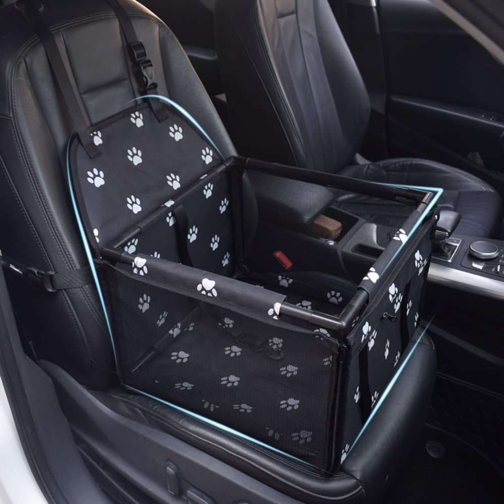 HLTTXS Car Seat for Dogs, Compatible with BMW F23 F24 F25 F30 F31 F34 F35 F36 F39 F44 F40 F48 F49 E84 F87 i3, Reinforced Removable Washable Seat, C/Black Paw
