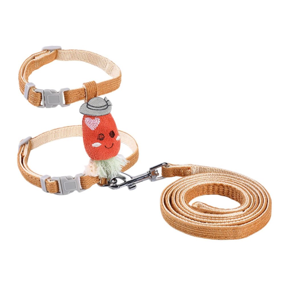 Hohopeti Cat Harness and Leash Set for Kittens, Orange, Polyester and Stainless Steel, Flat Non-Slip Leash, Easy to Store