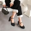 HFIRHfgj Women's 9 cm Closed-Toe Chunky Block Heel Pumps, Black, EU 42 view 3