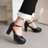 HFIRHfgj Women's 9 cm Closed-Toe Chunky Block Heel Pumps, Black, EU 42 view 4