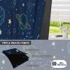 Ttincceer Navy Blue Blackout Curtains with Cartoon Stars and Planets, Galaxy Theme, with Tulle, 2 Panels, 107 x 215 cm view 4