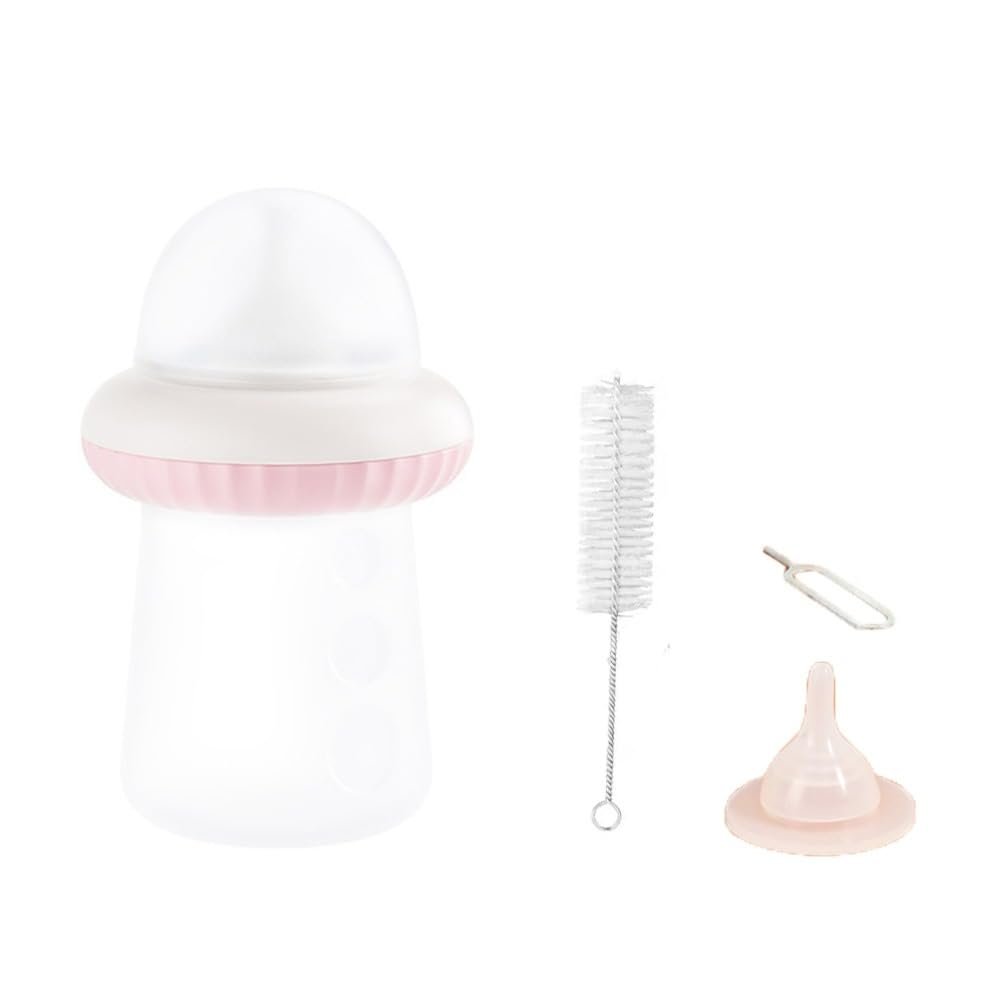 Pet Nursing Bottle with Nipples, 120 ml, Reusable Silicone Nipple (Pink)