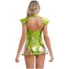 Women's Sexy Cosplay Bodysuit with Skirt, Fluorescent Green, 3XL view 4