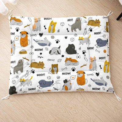 HOSIMA Dog Bed, Soft Washable Pet Mat with Cartoon Dog Print, Fleece Underside, AM003 S
