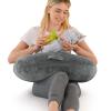 JOVELL Nursing Pillow, Ergonomic Multifunctional Pillow for Mothers, Extra-Wide with Handle and Removable Velvet Cover, Gray view 1