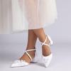 Women's Pointed-Toe Satin Bridal Shoes, White, EU 43 view 3