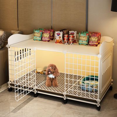 Portable Dog Crate with Wheels and Top Shelf, Easy to Install and Move, Ideal for Small to Medium-Sized Dogs