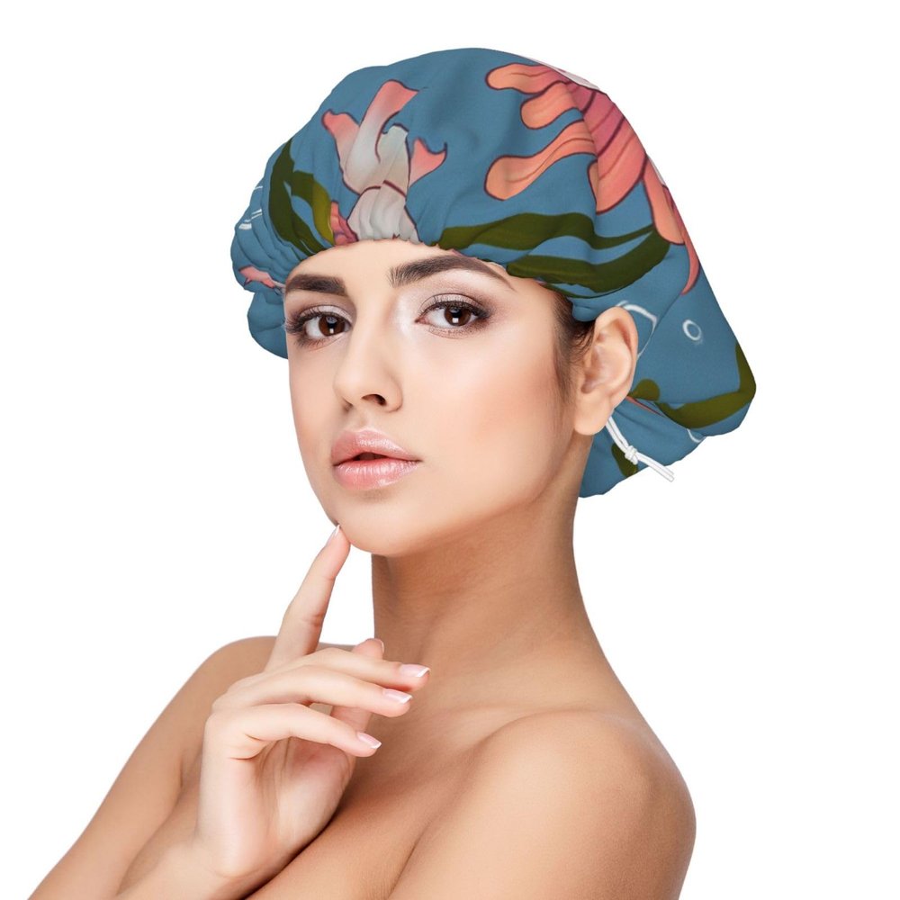Satin Sleep Cap with Cute Axolotl Print for Women and Girls