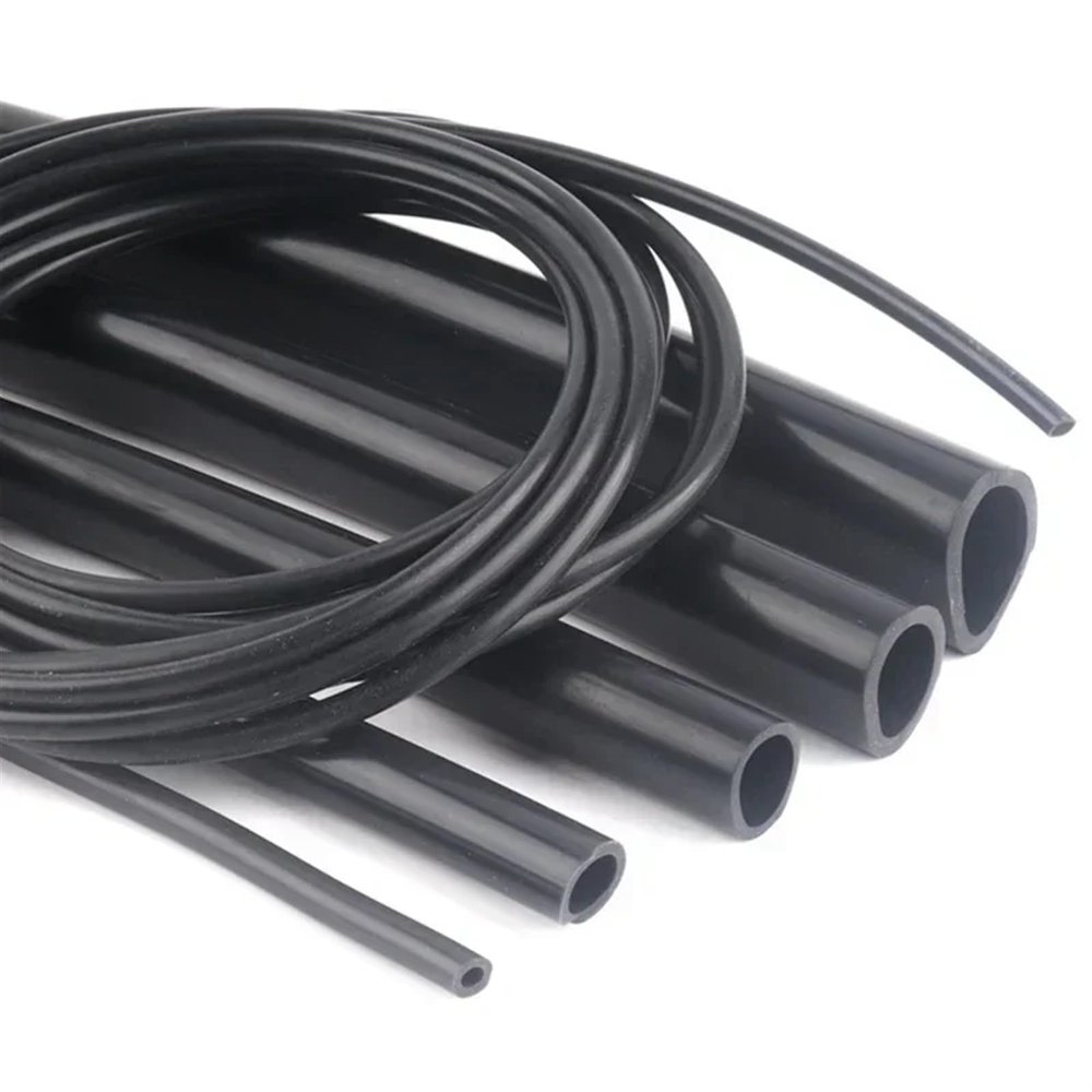 Black Rubber Hose 1/3/5 Meter Set, Silicone Tube, Flexible Aquarium Air Pump Soft Rubber Hose, Heat-Resistant High-Pressure Fuel Tank Tube (3 METERS_ID 7MM X OD 10MM)