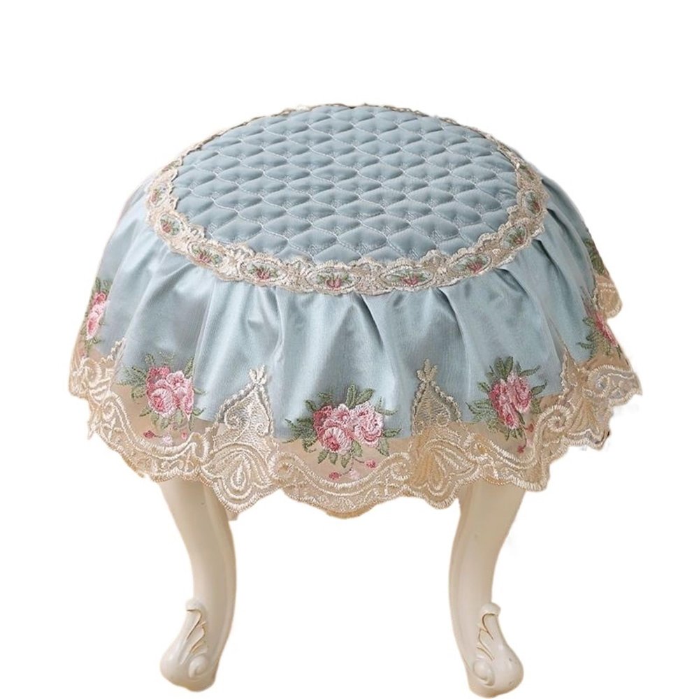 GOXQIT 2-Pack Luxury Round Stool Covers, Removable, Blue, 45 cm Diameter
