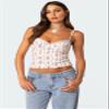 Acrawnni Y2K Backless Crop Top for Women, Sleeveless Floral Print Cropped Tank Top, Summer Camisole Streetwear, A-White, L view 4